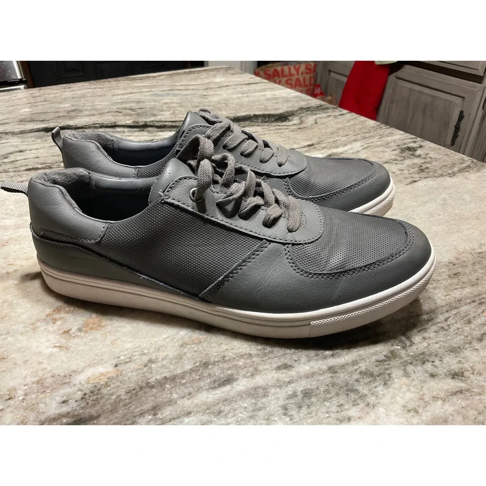 Weatherproof Vintage Ethan Sneaker Mens 10.5 Grey‎ Faux Leather Low Top 1221795